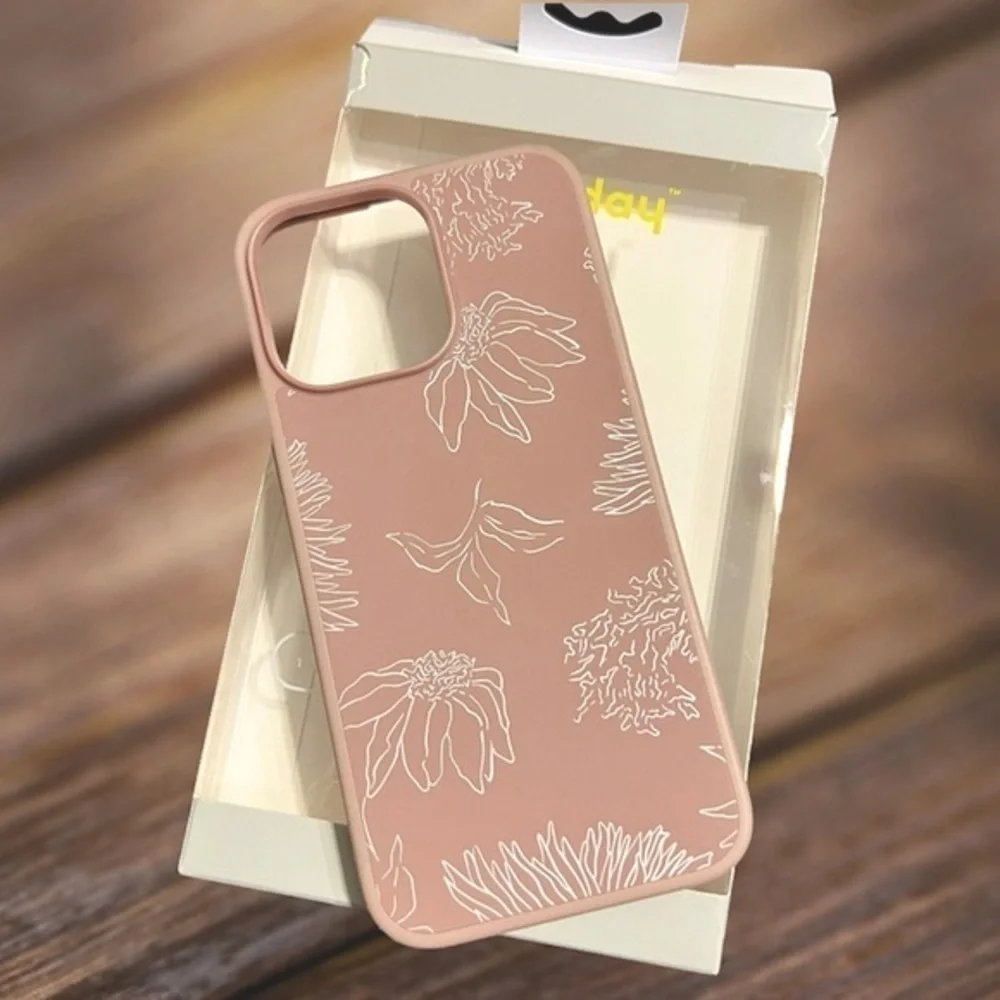 Heyday Blush Pink & Silver Metallic Floral iPhone 12ProMax Antimicrobial Case